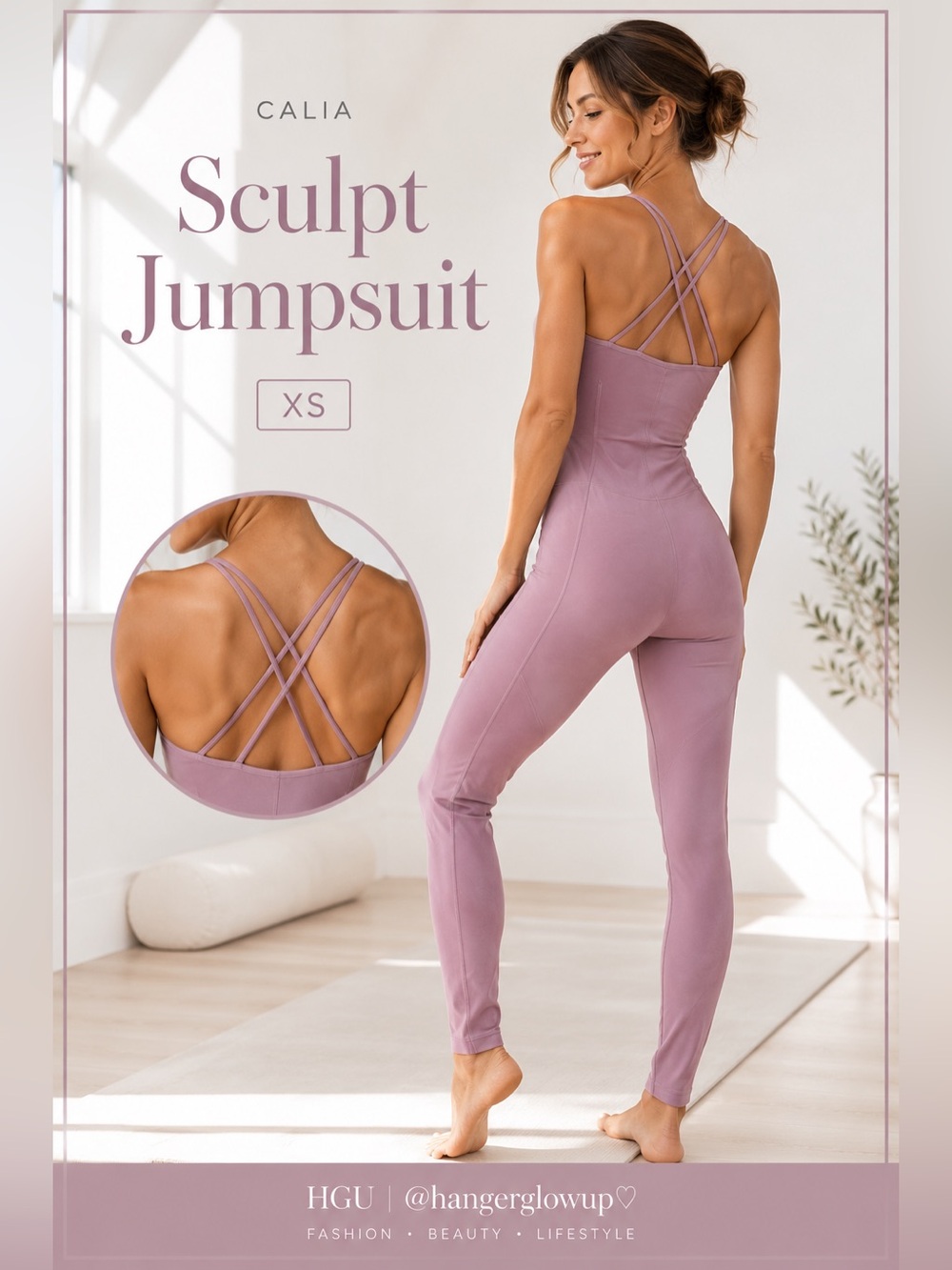 CALIA Sculpt Jumpsuit Pink XS Built-In Bra Strappy Back Activewear